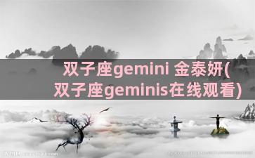 双子座gemini 金泰妍(双子座geminis在线观看)